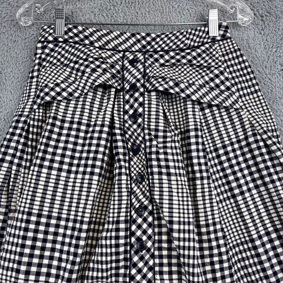 Odille Anthropologie Women’s Blue & cream Plaid Pleated Flared Skirt 2 - Picture 2 of 11
